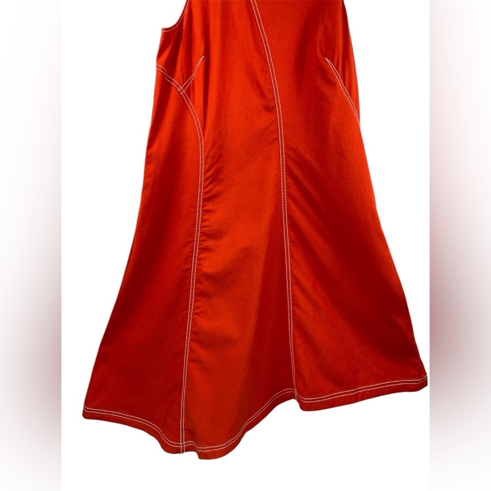 NWT Maeve Anthropologie Sleeveless Asymmetrical Shift Dress Orange Linen Blend - Picture 6 of 11
